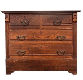 Antique Oak Entryway Console / Chest Of Drawers - #FF