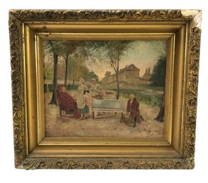 French Courtyard Oil On Canvas Painting, Signed Perez - #C3