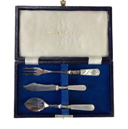 Children's Silver Plate Cutlery Set With Mother-Of-Pearl Handles By Cooper Ludlam Cutlery - #JC-R