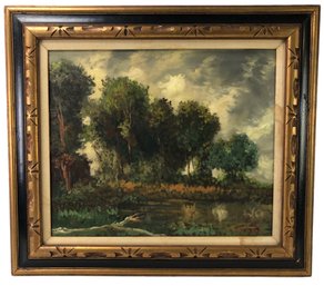 Impressionist Forest Landscape Oil On Canvas Painting, Signed E. Aval - #RBW-W