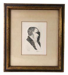 Signed Leonard Baskin Portrait Etching Of German Painter Caspar David Friedrich - #A5