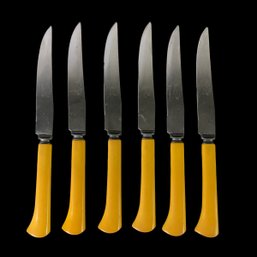 Mid-Century Modern Royal Brand Cutlery Bakelite Handle Steak Knife Set (Sheffield, England) - #FS-4