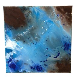 Blue Abstract Oil On Canvas Painting - #A6