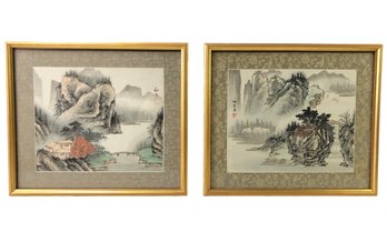 Japanese Mountain Landscape Watercolor Paintings - #C2
