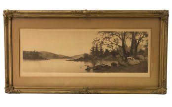 E.C. Rost Lakeside Landscape Etching, Copyright 1893 By Radtke Lauchner - #S11-5