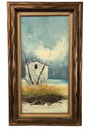 Signed Coastal Landscape Oil On Canvas Painting - #B-3