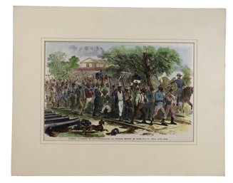 Civil War Hand Colored Engraving, 'Contrabands At Fortress Monroe' - #S28-3