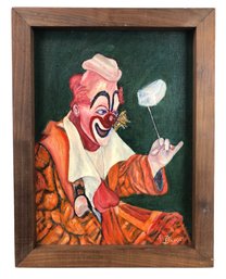 1975 'The Clown With The Butterfly' Oil On Board, Signed D'Angelo - #A2