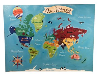 Map Of Our World Wall Art Canvas By Colleen Karis Designs - #SW-8