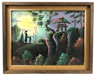 Haitian Folk Art Landscape Oil On Canvas Painting - #S19-F