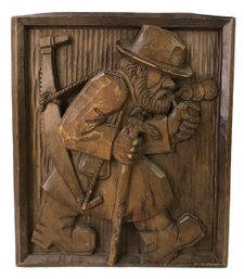 Vintage German Carved Wood Wall Plaque - #S12-2