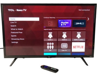 TCL 32-Inch HD LED Roku Smart TV With Remote Control (WORKS) - #S3-4