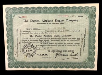 1931 Dayton Airplane Engine Stock Certificate - #S18-1