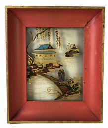 Vintage Asian Reverse Painted Lighted Shadowbox By Formed Products (WORKS) - #S6-2