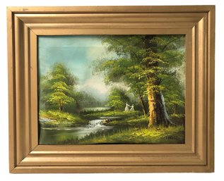 Signed Forest Landscape Oil On Canvas Painting - #A5