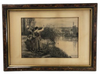 'Hailing The Ferry' Photoengraving (After) Daniel Ridgway Knight - #A11