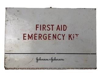 Vintage Johnson And Johnson First Aid Box With Contents - #S1-3