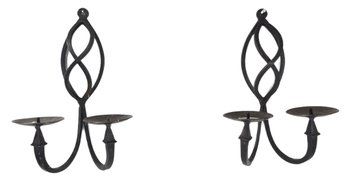 Wrought Iron Double Pillar Candle Sconces (Made In United Kingdom) - #S6-2