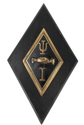 1925 Psi Upsilon Fraternity, Yale University Brass & Wood Sign By Glouskin & Fox Jewelers - #S6-3