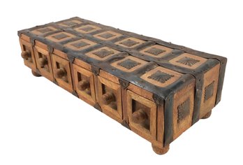 Carved Wood 6-Drawer Spice Box / Herb Chest - #S16-4