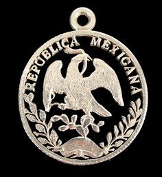 Republic Of Mexico Sterling Silver Cutout Coin Pendant - #JC-B