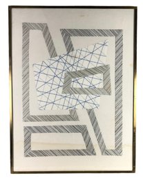 Mid-Century Modern Abstract Geometric Textile Art, Framed - #SW-6