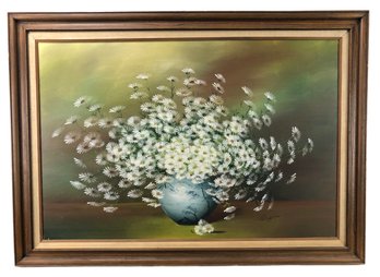 Floral Still Life Oil On Canvas Painting, Signed Nancy Lee - #BR