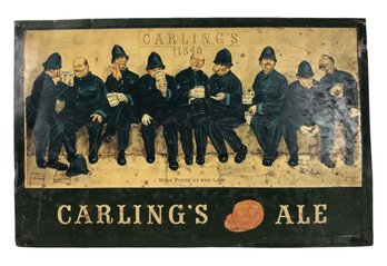 Vintage Carlings Red Cap Ale 'Nine Pints Of The Law' Tin Bar Sign - #C3