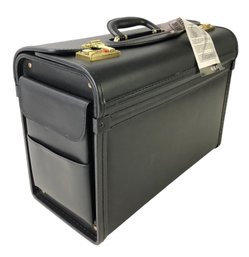 Black Faux Leather Pilot's Case / Briefcase (NEW WITH TAGS) - #S11-6