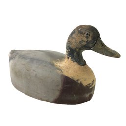 Carved Wood Duck Decoy With Glass Eyes, Signed - #S13-3