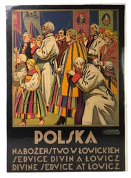 1920s Stefan Norblin Lithographic Travel Poster Polska Poland Divine Service At Lowicz - #S28-2