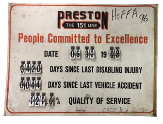 Vintage Preston Trucking Company The 151 Line Enameled Metal Sign - #SW-7