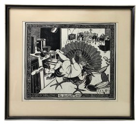 'The Obstinate Turkey' Signed Linocut Print, Artist's Proof - #A11