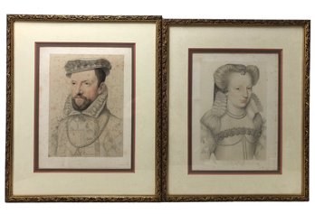 Hand Colored Portrait Engravings: Gaspard De Coligny & Louise De Lorraine By N. Remond - #RBW-W