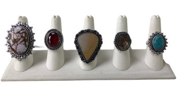 Collection Of German Silver Cocktail Rings - #JC-R