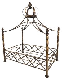 Hollywood Regency Style Wrought Iron Dog Bed With Torch Flame Finial - #BR