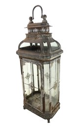 Antique Victorian Tall Glass & Metal Lantern - #S19-F