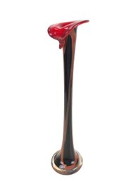 Vintage Red & Black Art Glass Pulpit Vase - #S7-2