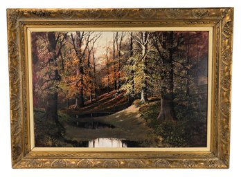 Fall Forest Landscape Oil On Canvas Painting, Signed W.A. Eyden (American 1893-1982) - #SW-3