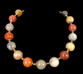 Multicolor Polished Agate Bead Necklace - #JC-L