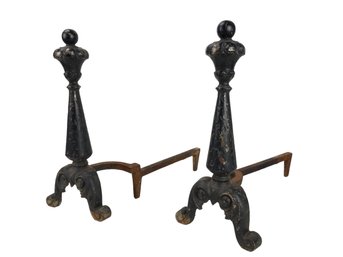 Vintage Metal & Cast Iron Fireplace Andirons - #S16-F