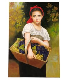 La Vendangeuse Oil On Canvas Painting, (After) William-Adolphe Bouguereau - #SW-8