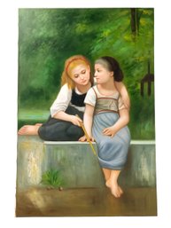 Fishing For Frogs Oil On Canvas Painting (After) William-Adolphe Bouguereau - #SW-8