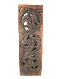 Carved Wood Wall Panel With Floral Motif - #S19-4