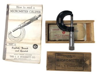 Vintage L.S. Starrett Co. 1-Inch Micrometer Caliper No. 436 - #S16-3