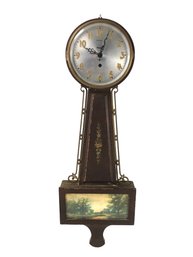 Gilbert 8-Day Battery Operated Banjo Clock, WORKS - #S3-2