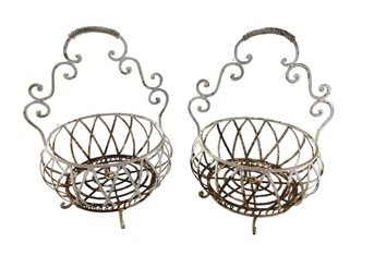 Vintage Wrought Iron Footed Planter Baskets (Set Of 2) - #S15-1