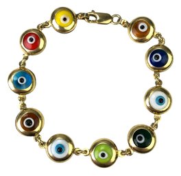 14K Yellow Gold Evil Eye Bracelet - #JC-B