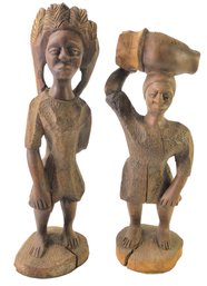 Pair Of Carved Wood African Statues - #S7-3