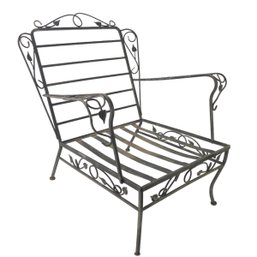 Mid-Century Wrought Iron Salterini Style Patio Chair - #BR